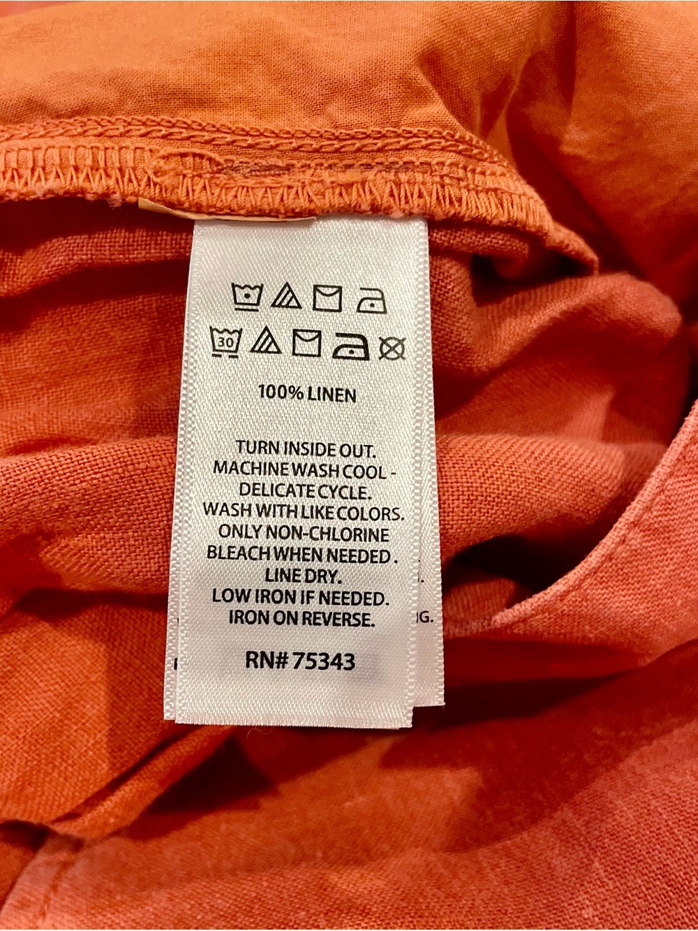 Tahari 100% Linen Coral Orange Wide Leg Crop Pants Elastic Back Waist Size L - Picture 9 of 9